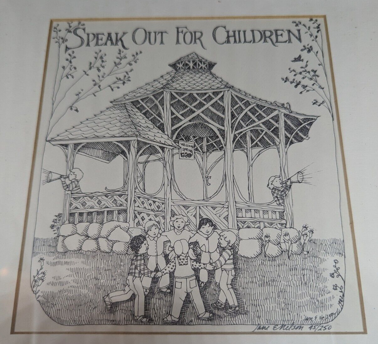 "Speak Out for Children" 1982 Jane E. Nelson Print