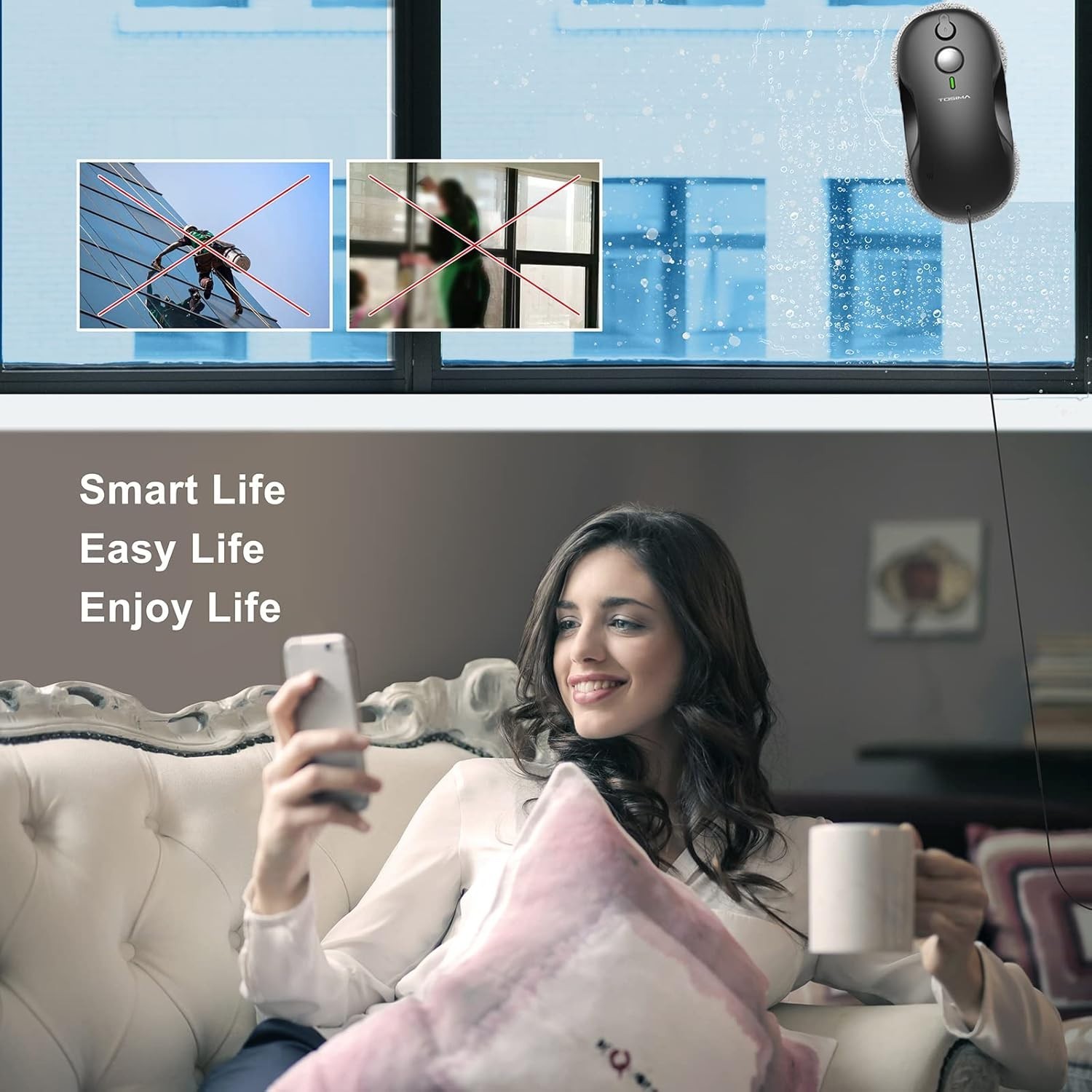 Tosima W3 Window Cleaning Robot Dual Direction Auto-Spray Smart Navigation Safe