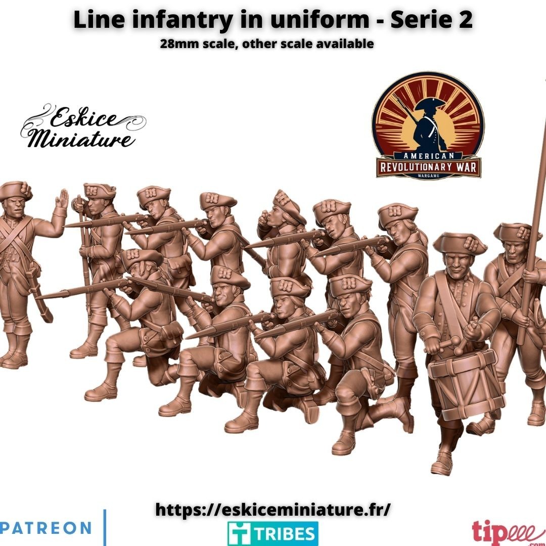 Eskice Miniatures AWI Line Infantry in Uniform American Revolutionary War 28mm +