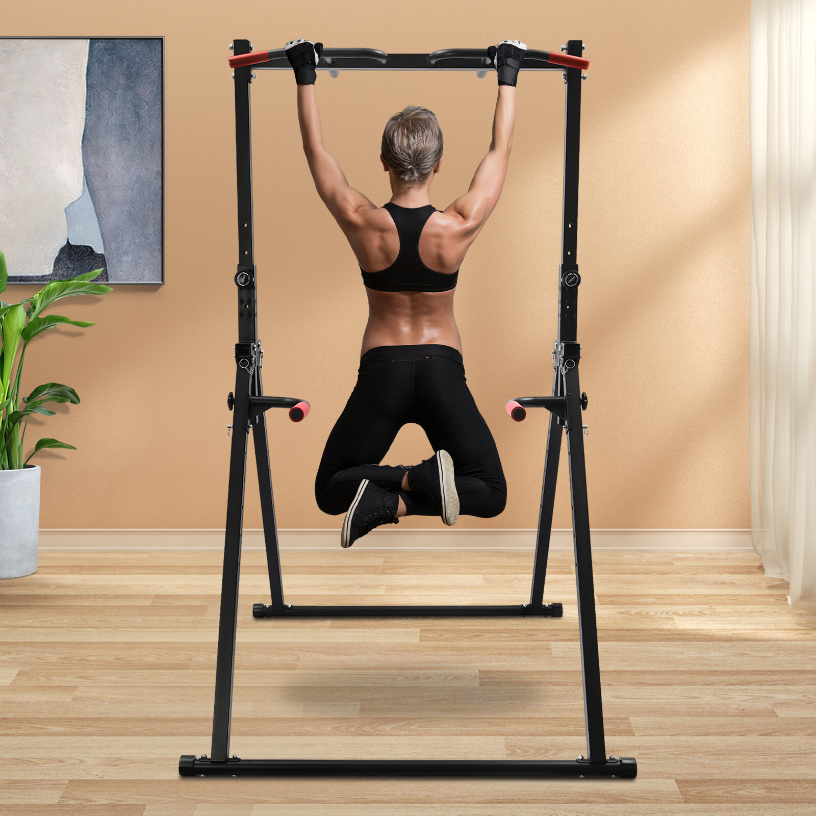 200KG Triangular Pull Up Dip Station Bar for Home Gym Strength Train Adjustable