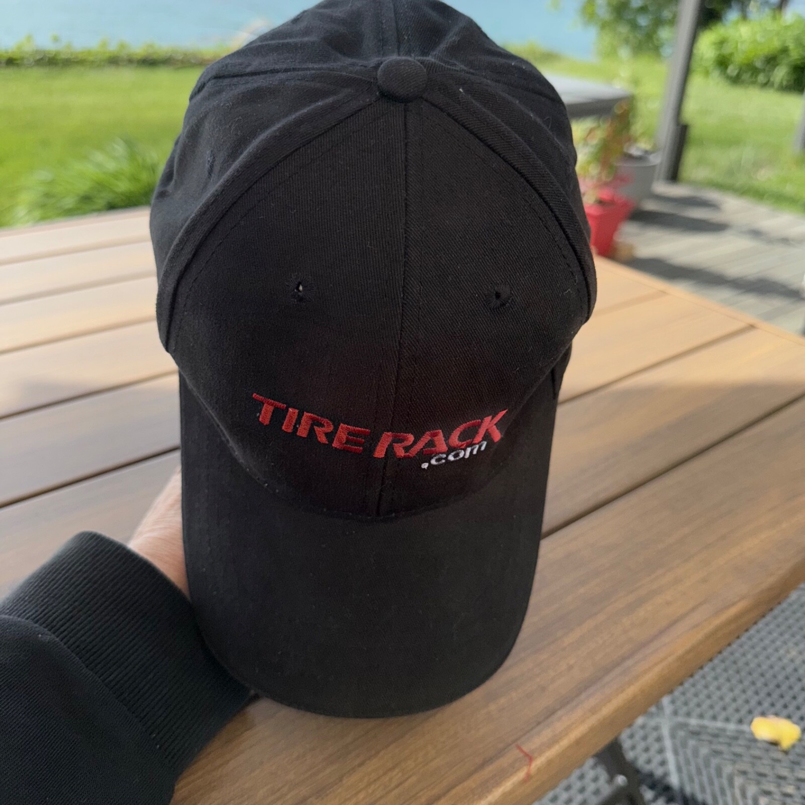 Tire Rack.com in Red on Black Hat Cap Strap Buckle Cotton