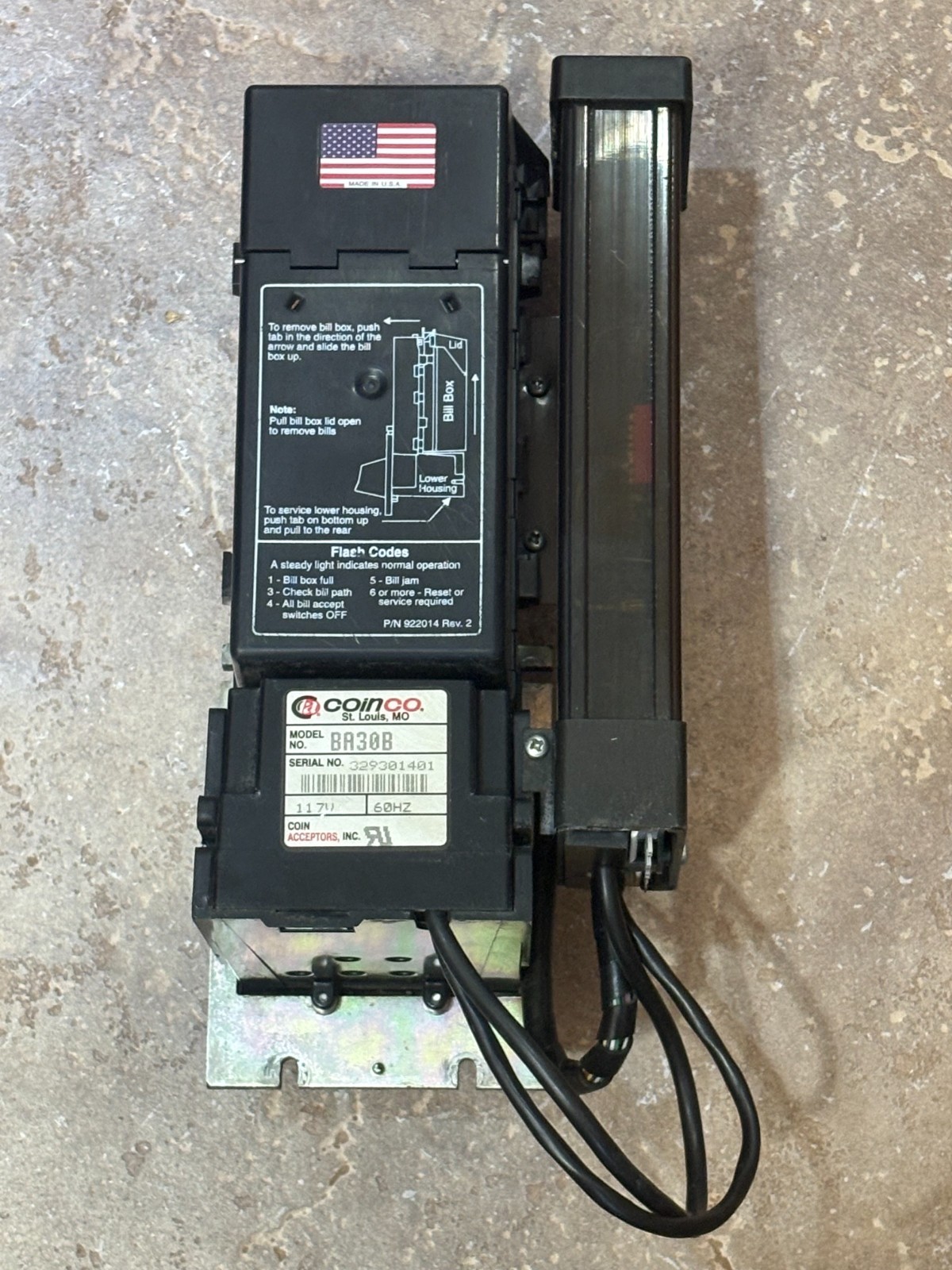 Coinco BA30B Bill Validator Acceptor Assembly Module BA30B Bill Acceptor