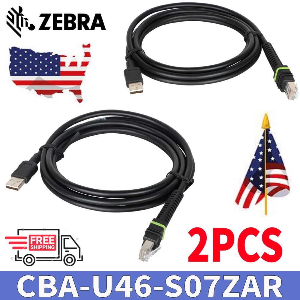 2PCS CBA-U46-S07ZAR Shielded USB Cable for Zebra DS3608 DS3678 DS8108 LI3608 US