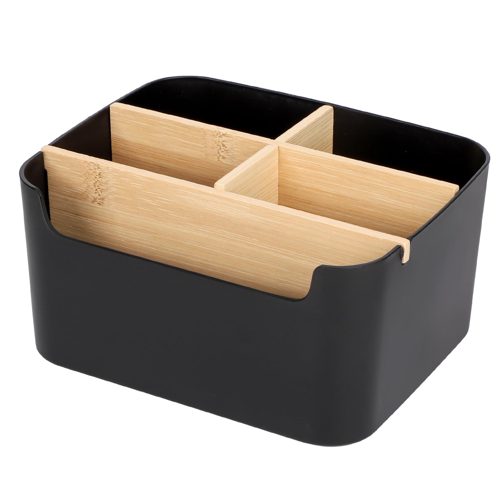 Segarty Black Desktop Organizer, Detachable Bamboo Remote Control