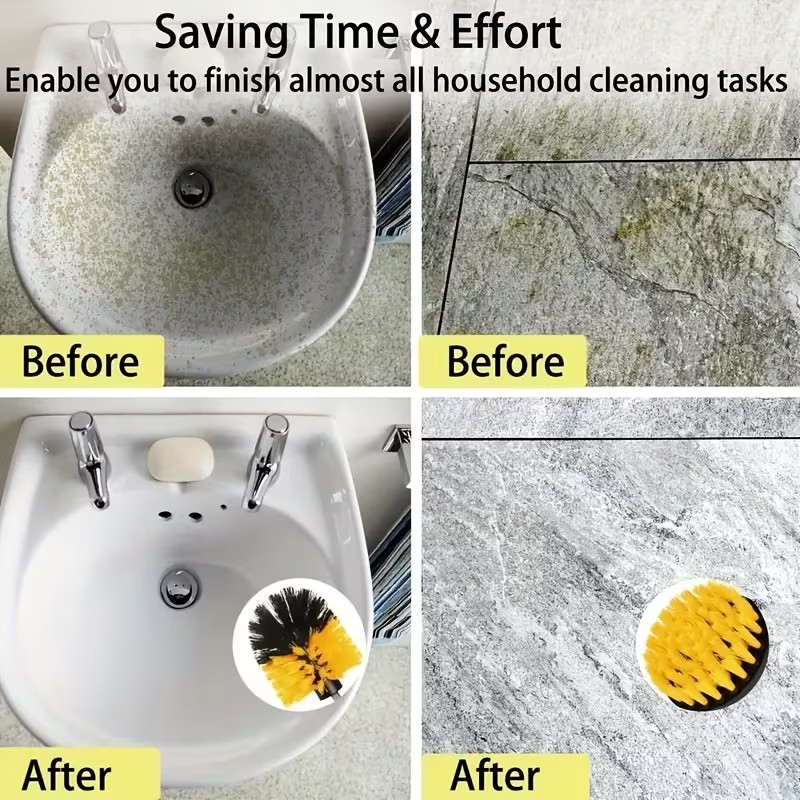 6pc Drill Brush Cleaning Attachment Set Scrub Brushes for Car Bathroom Kitchen