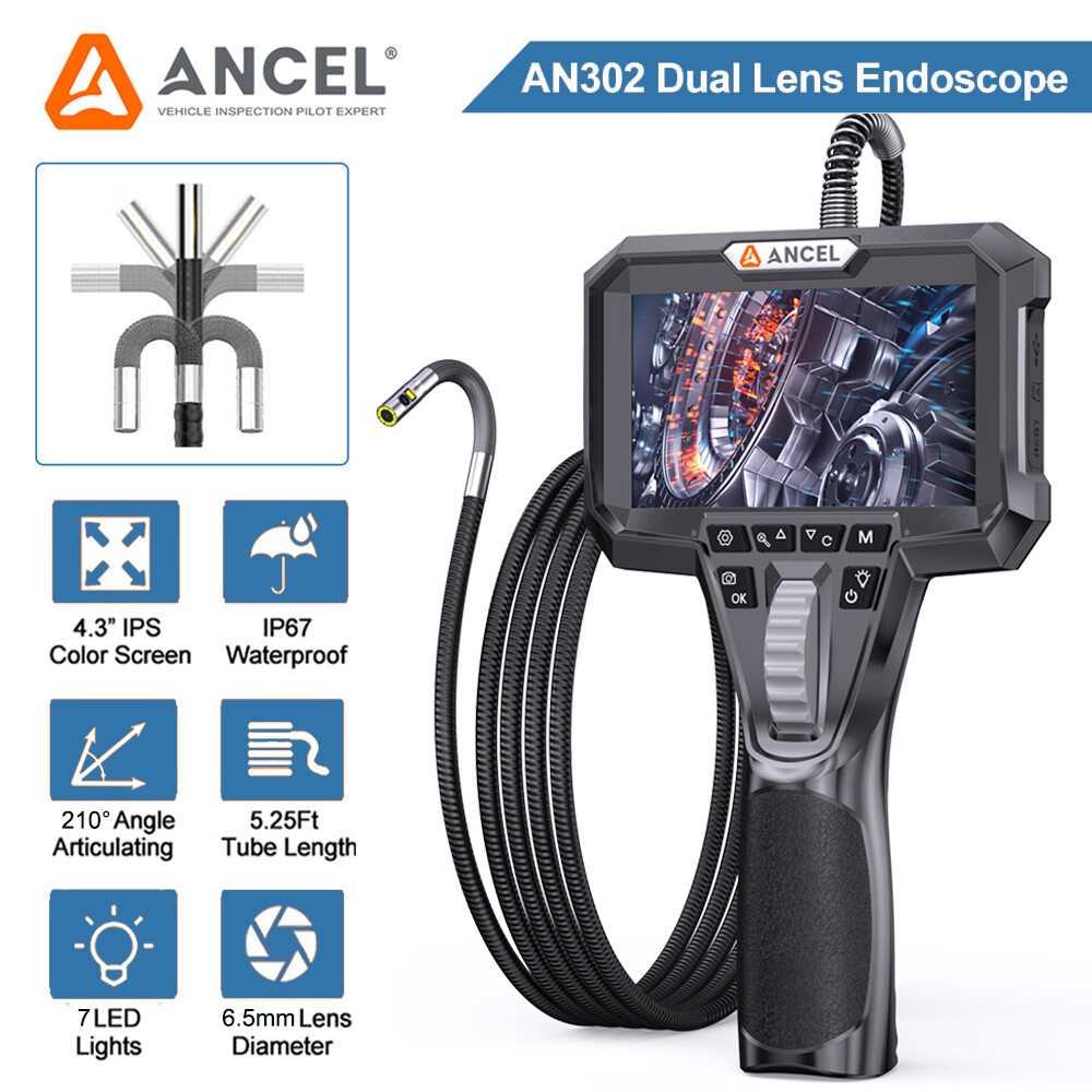 4.3"LCD Dual Lens Articulating Borescope Camera 1080P Industrial Inspection 1.6M