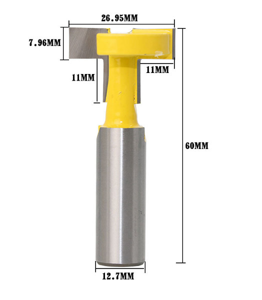 T-Slot Cutter 1/2'' Shank Steel Handle Milling Router Bit For Woodworking Tools