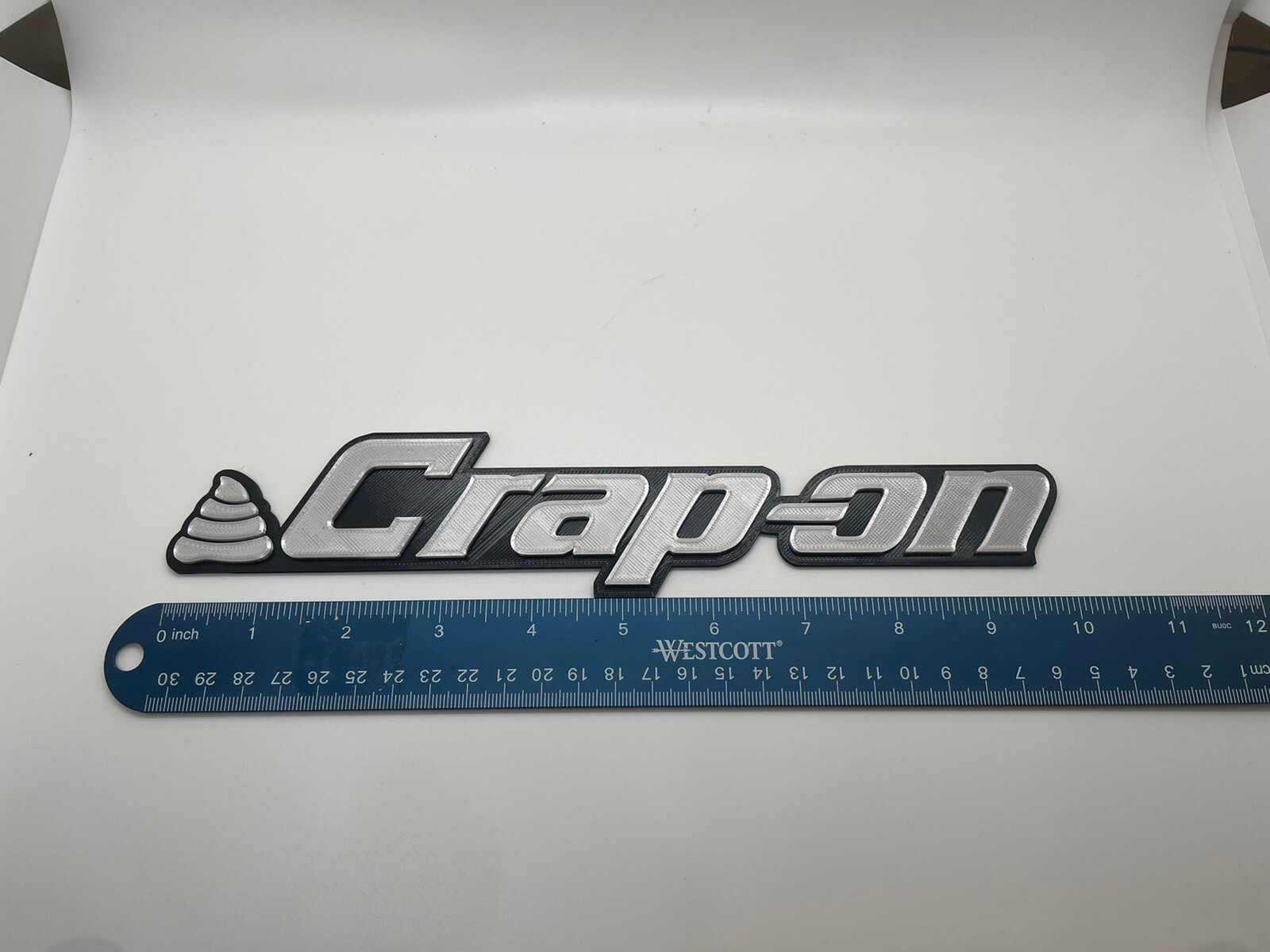 Crap-on Novelty 3D Printed Tool Box Badge.