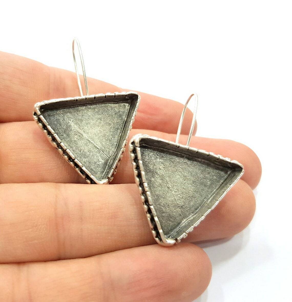 Earring Blank Base Settings Silver Resin Cabochon Base inlay Mountings  G15362