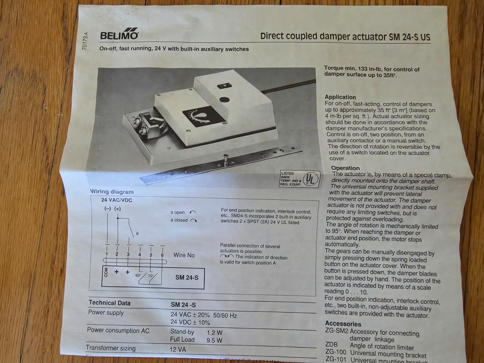 New in box Belimo SM24-S US Damper Actuator