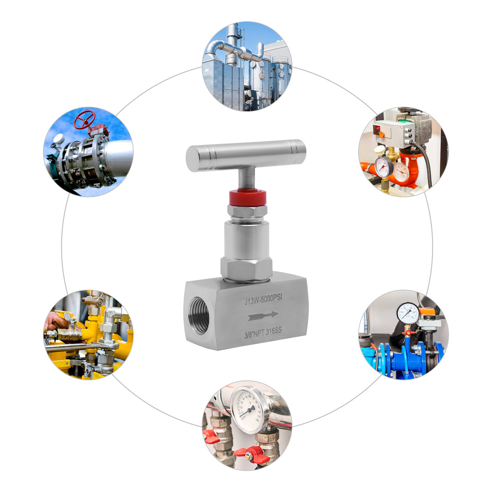 3/8 Inch Straight Needle Valve Stainless Steel Fluid Flow Control Valve 6000PSI