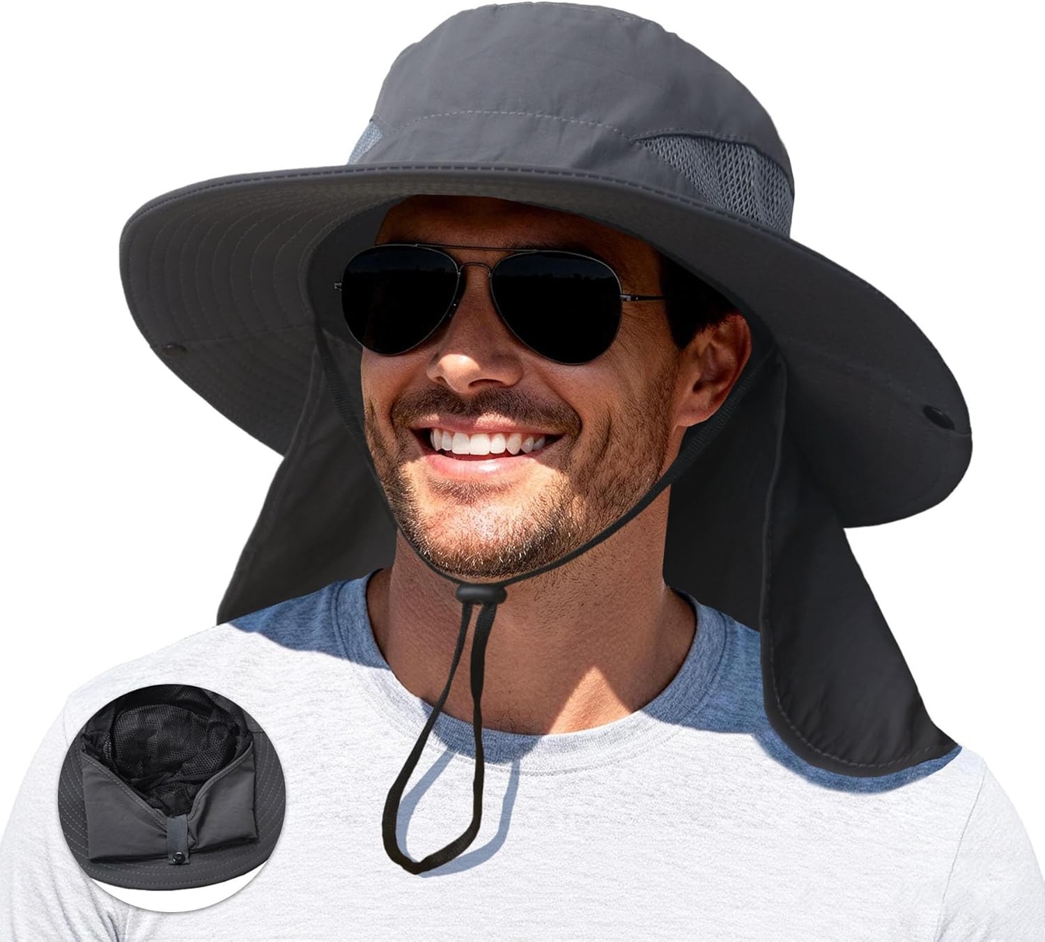 Sun Hat Men Fishing Hat Wide Brim UV Protection Bucket Hat Women Beach Outdoor
