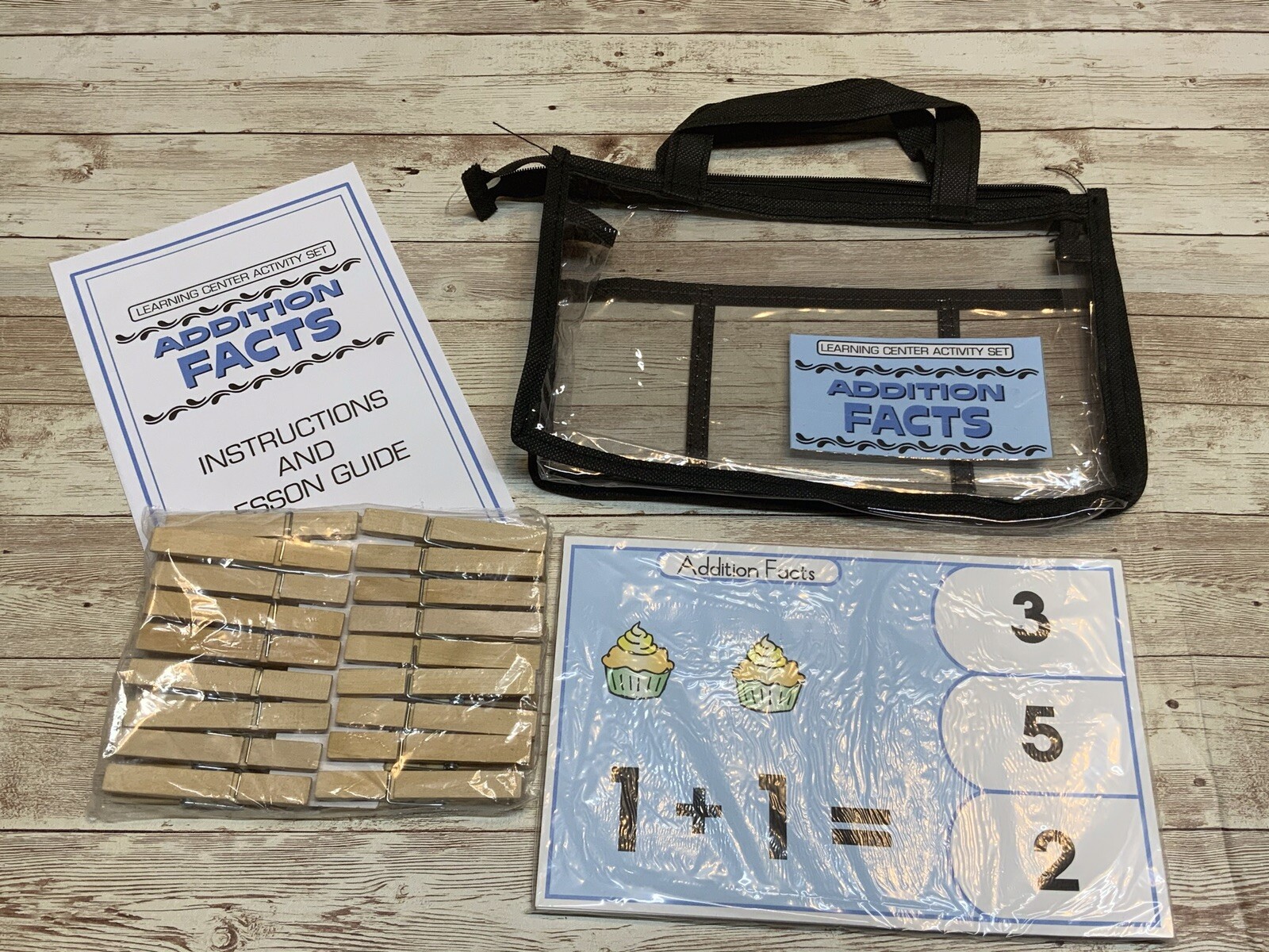 Learning Center Activity Set - Addition Facts - Clothespin Learning Center