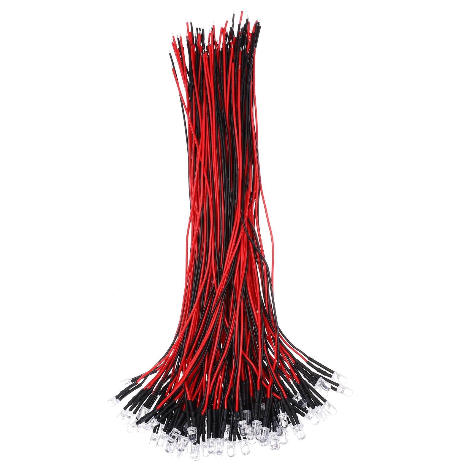 100pcs 5mm LED Diode Lights, Red Light DC 12V for Electronics Components