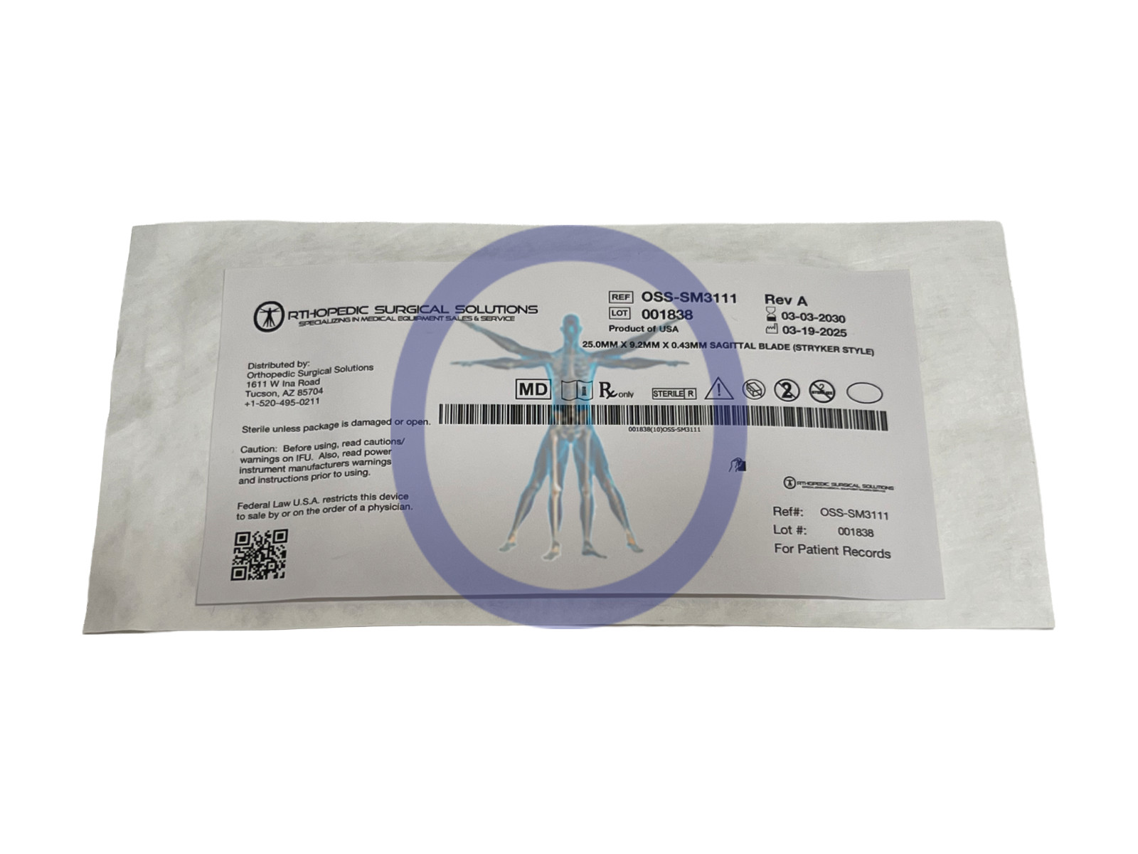 Stryker 2296-3-111 Replacement Sagittal/Oscillating Saw Blade OSS-SM3111 (NEW)