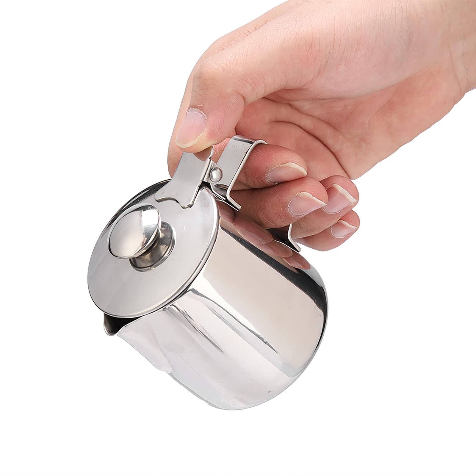 350ml Milk Frothing Pitcher Jug Stainless Steel Frother Cup Lid Espresso Art
