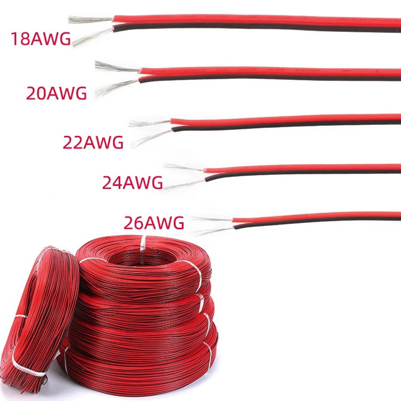 2Pin Copper Wire 18/20/22/24/26AWG Red Black PVC Cable for LED Extension - NEW