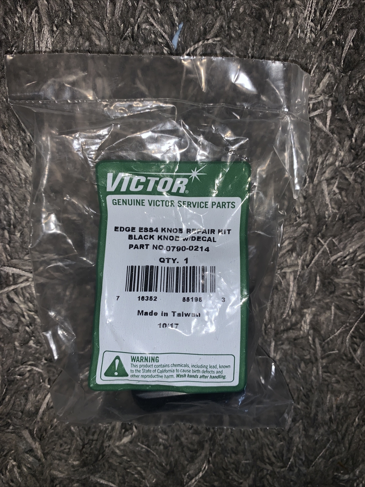 New Victor 0790-0214 Knob Black W/Decal ESS4, Genuine Victor Service Parts