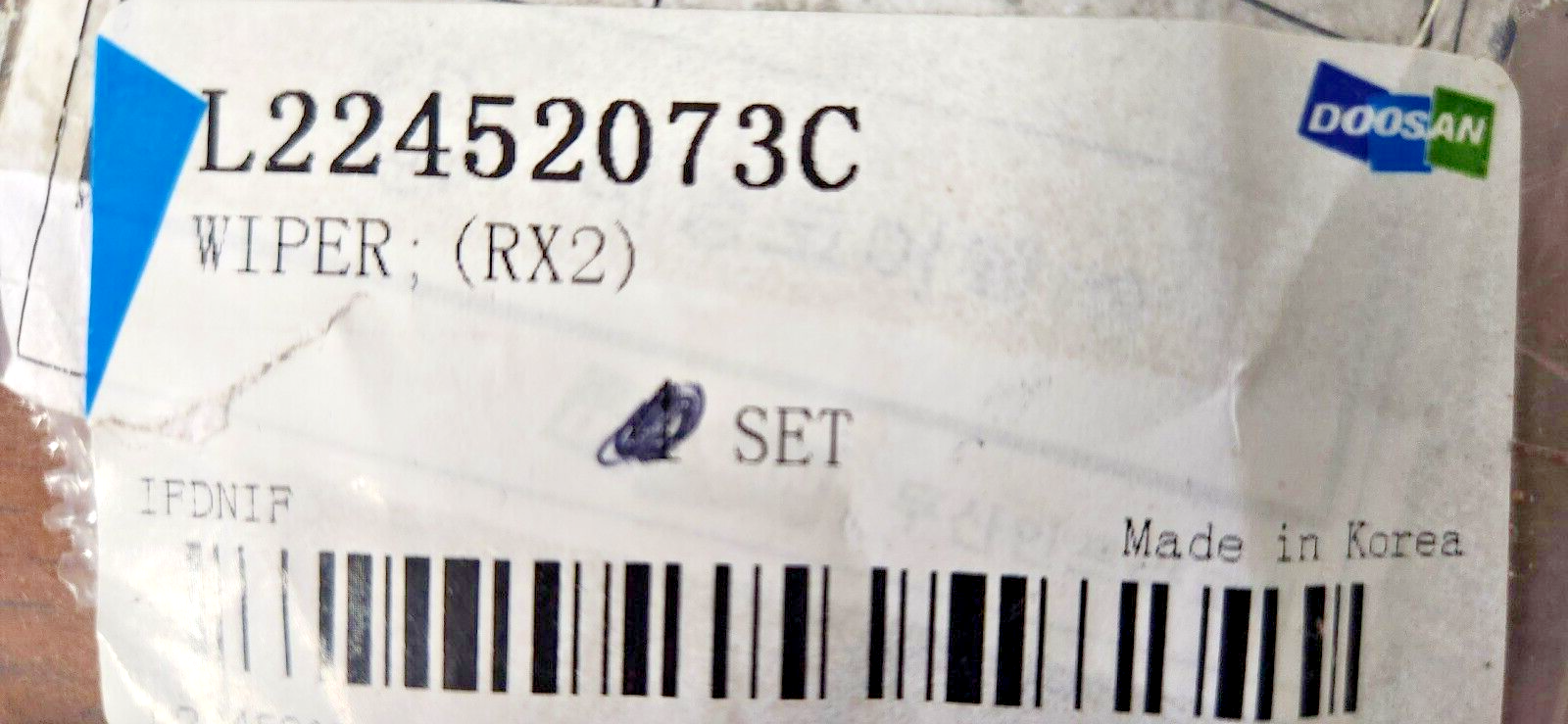 RX2 Wiper Assembly as Compared to Doosan PN# L22452073C
