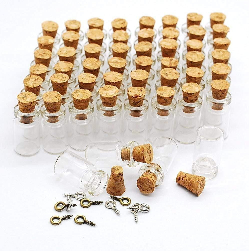 60 Pcs 0.5Ml Mini Small Bottles Vials Clear Glass Bottles Tiny Jars with Cork St