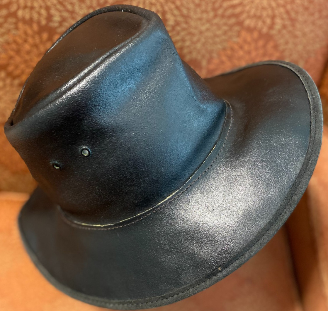 Genuine Steer Hide BC Australia Leading Leather Handmade Hat Black size M