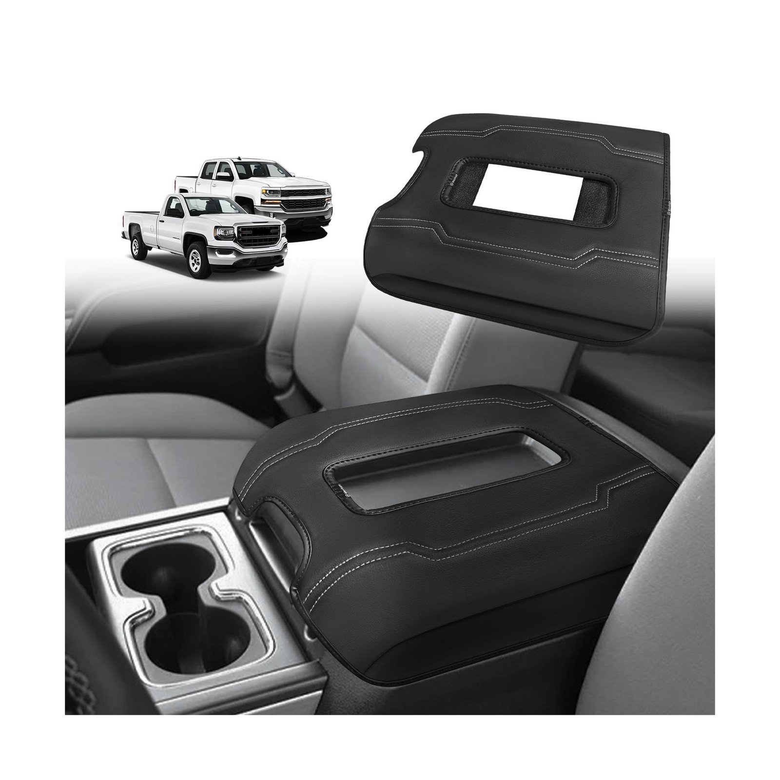 Muslogy Center Console Armrest Cover Fit for Chevy Silverado & ... FAST USA SHIP