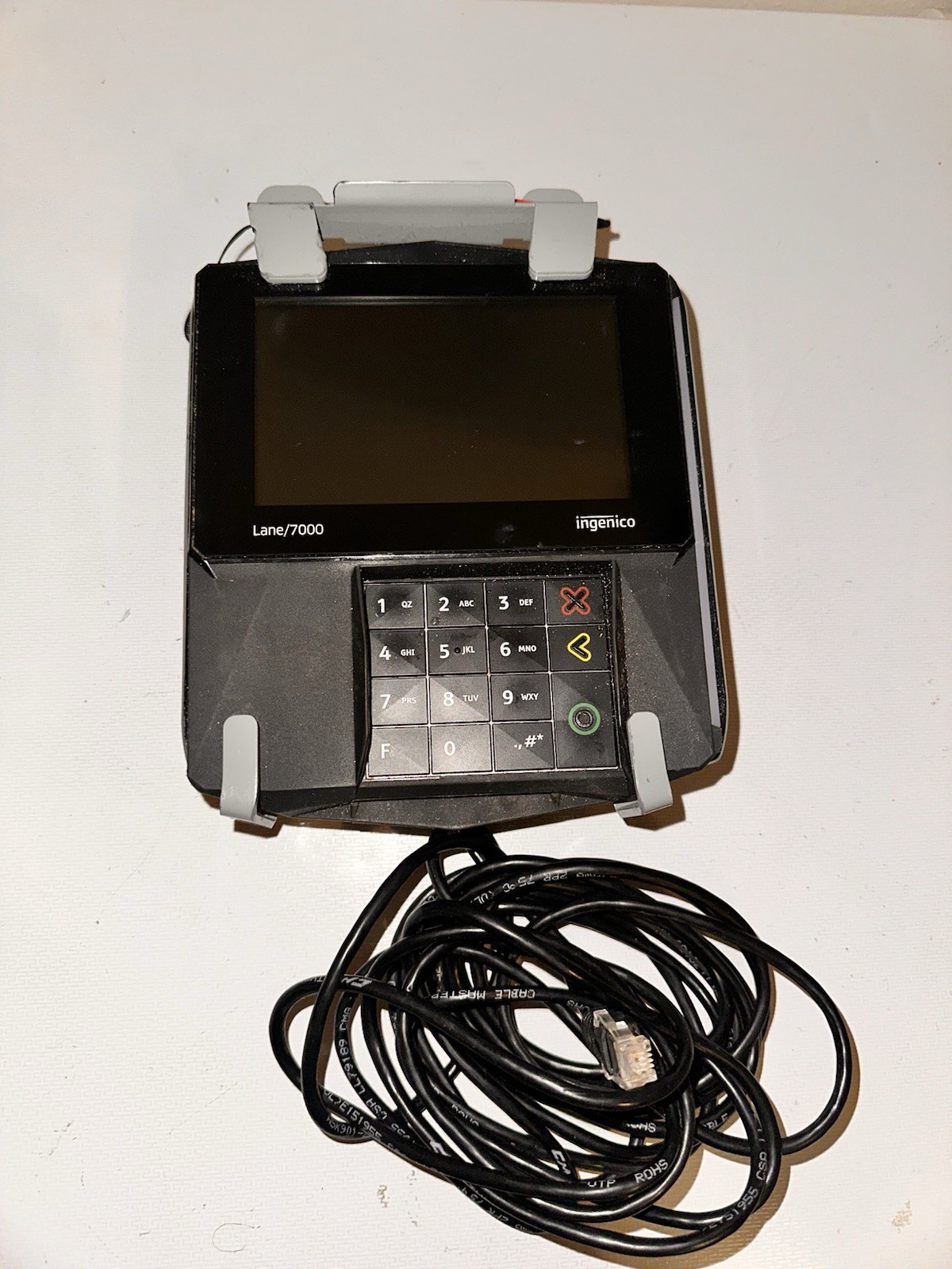 INGENICO LANE 7000 PRG30312951R CREDIT CARD TERMINAL  With Base Holder Untested