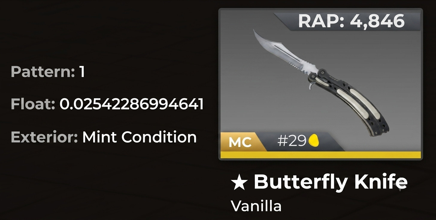 BLOXSTRIKE - Vanilla Butterfly Knife - MINT CONDITION - ROBLOX