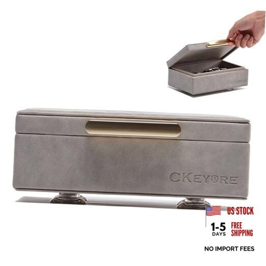 CKEYURE Key Box | Faraday Box for Car Keys | Car Key Signal Blocker Light Grey