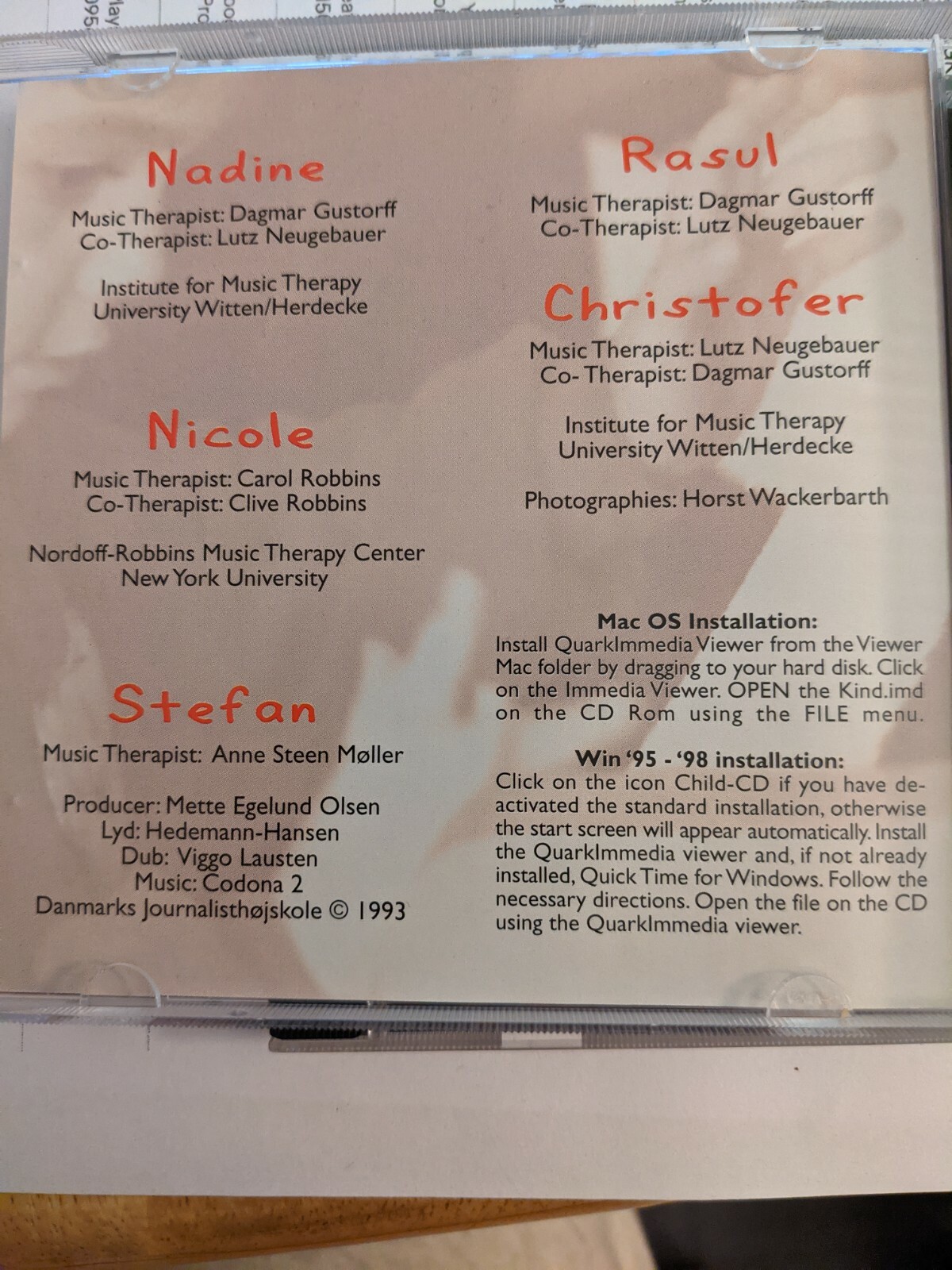 Music Therapy With Children! CD Rom for MAC or WIN 95 - 98! Very RARE CD Rom!