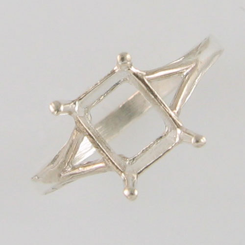 PRE-NOTCHED 8X6MM EMERALD CUT SOLITAIRE RING STERLING SILVER CR5131SS