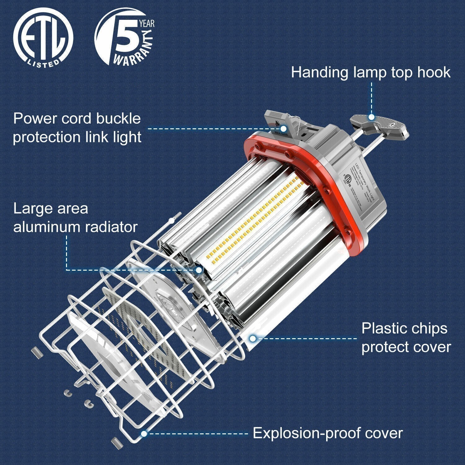 150W LED Temporary Construction Work Light Tunel Job Site Workshop Garage Light