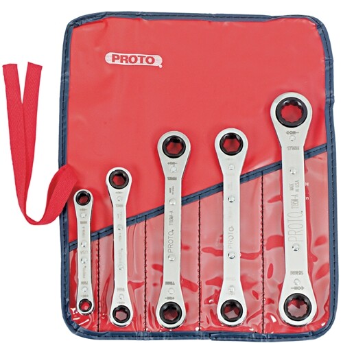 Proto J1190MA 5 Pc. Metric Ratcheting Box Wrench Set - 6 & 12 Point