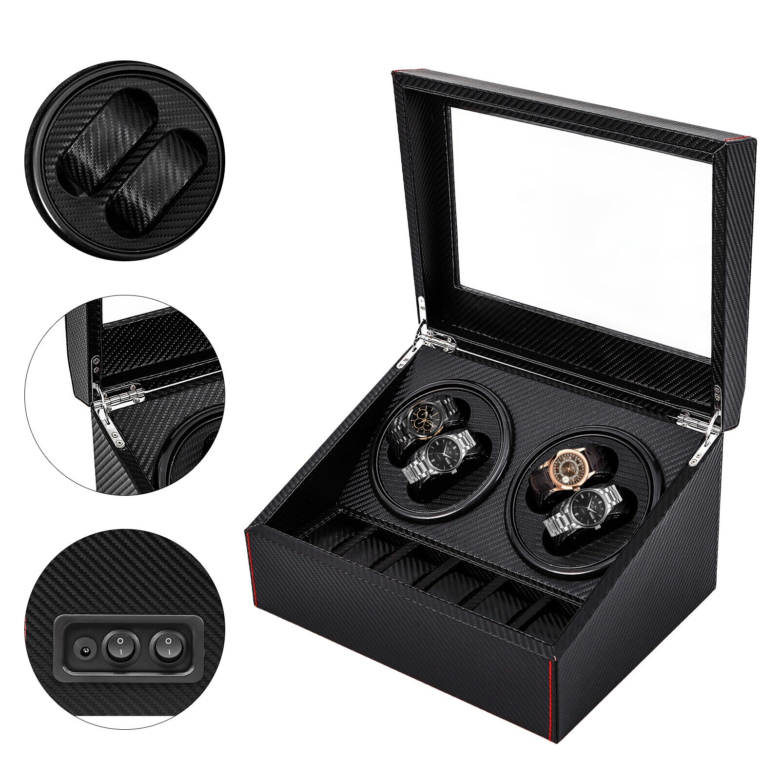 4+6 Automatic Rotation Watch Winder Box Storage Case Self Winding Display Box