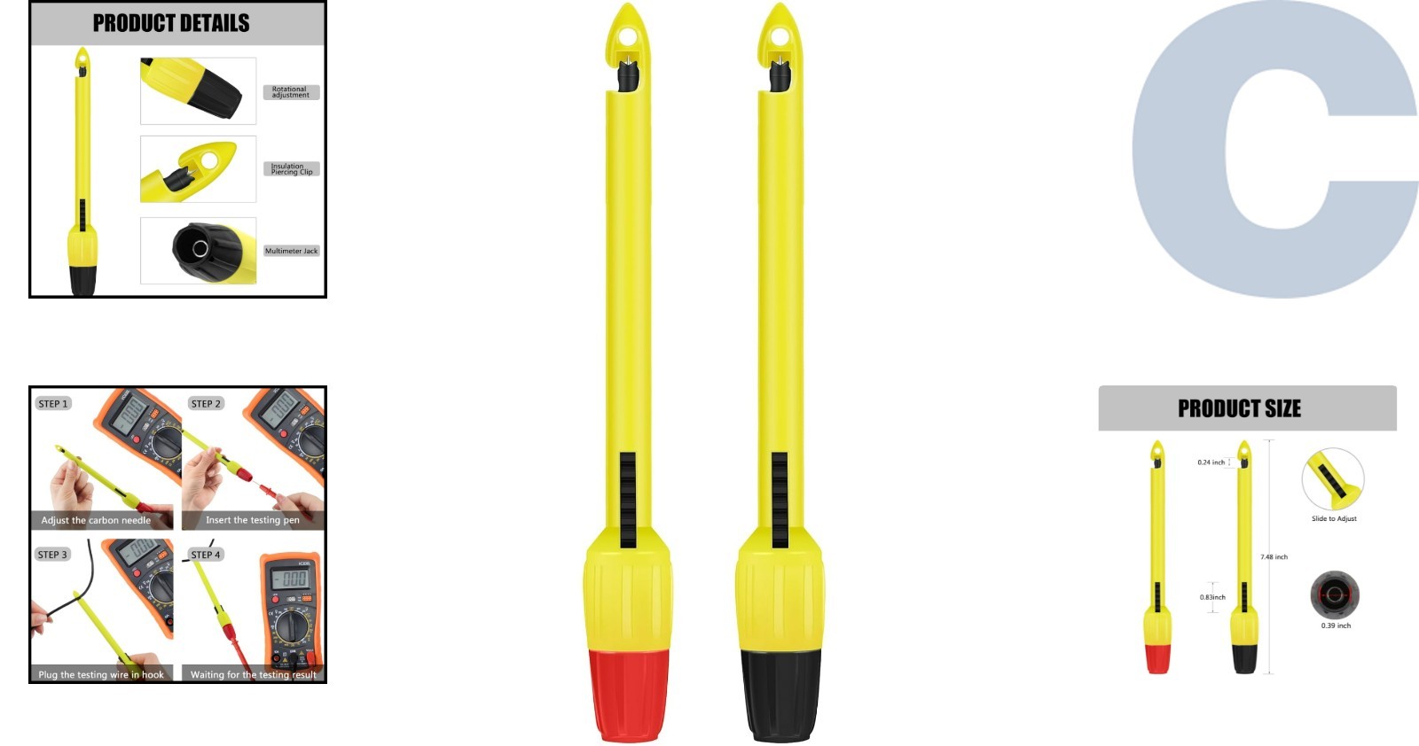 Durable Insulation Piercing Clips for Multimeters - Adjustable 14-22 AWG, 2 Pack