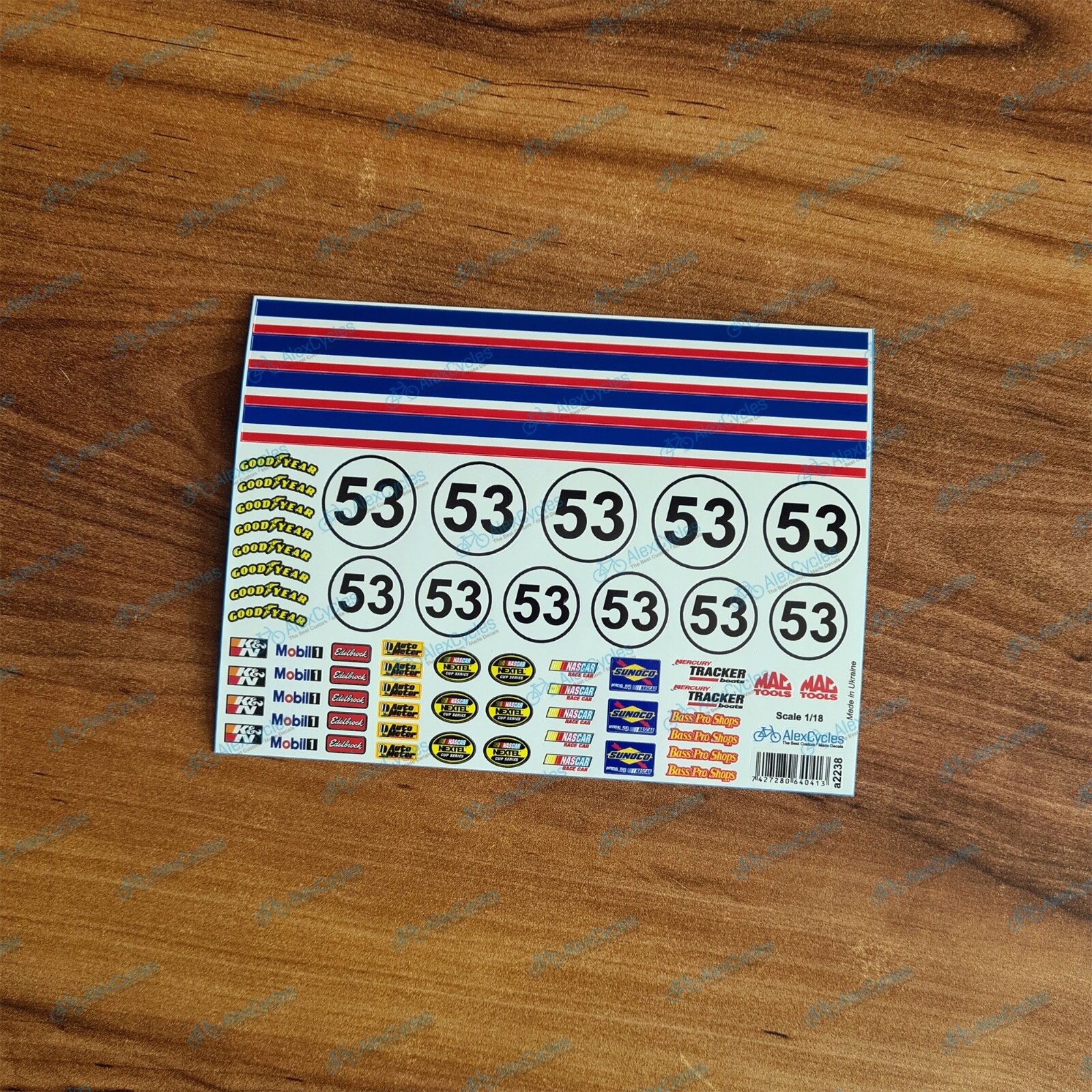 NASCAR Edition HERBIE the Love Bug Decals Kit Tamiya Stickers Scale 1/18 18th