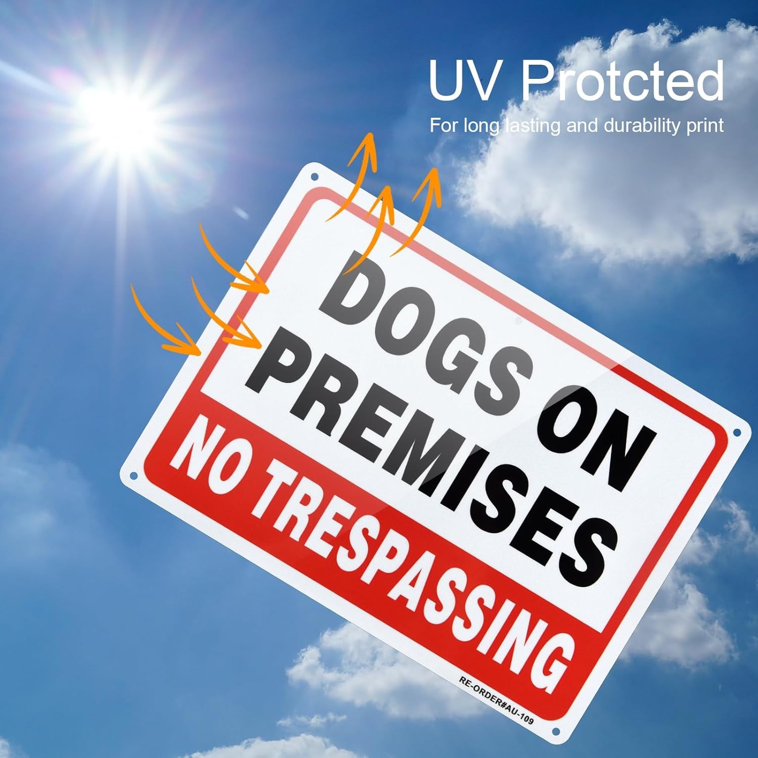 2 Pack Dogs On Premises Sign, No Trespassing Small Signage, 2-Pack(10x7)