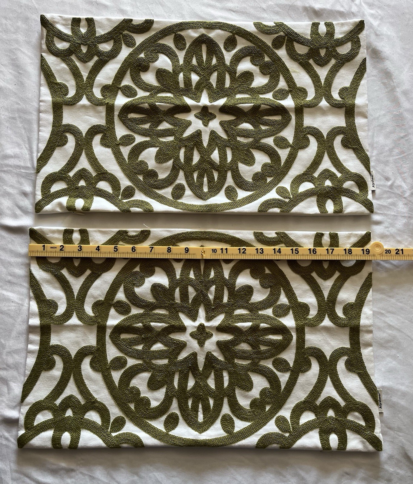 Alysheer 100% Cotton Olive Green Abstract Zip Pillowcases set of two 19x12 inch