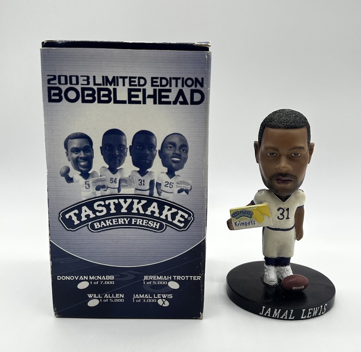 Jamal Lewis Baltimore Ravens 2003 Bobble Head TastyKake 1/3000 In Original Box