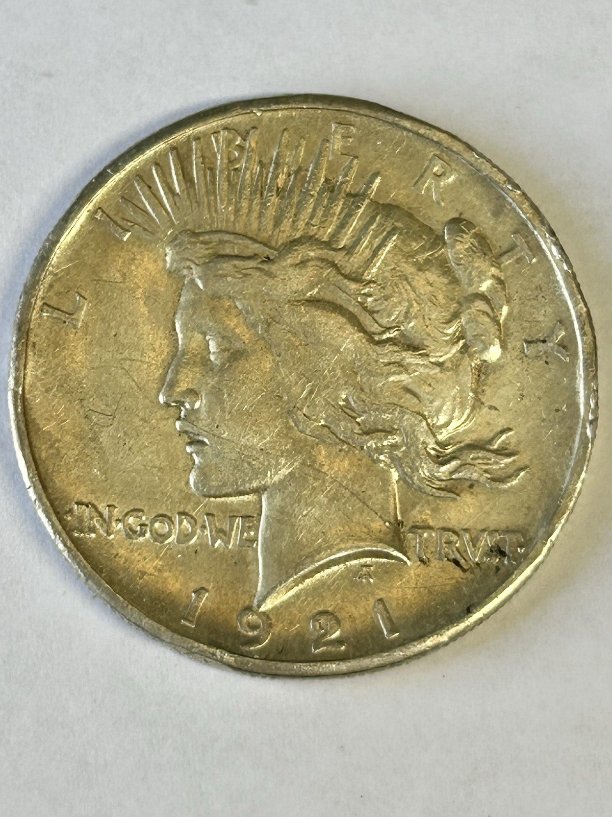 1921 Silver Peace Dollar Key Date Damage To Rim See Photos