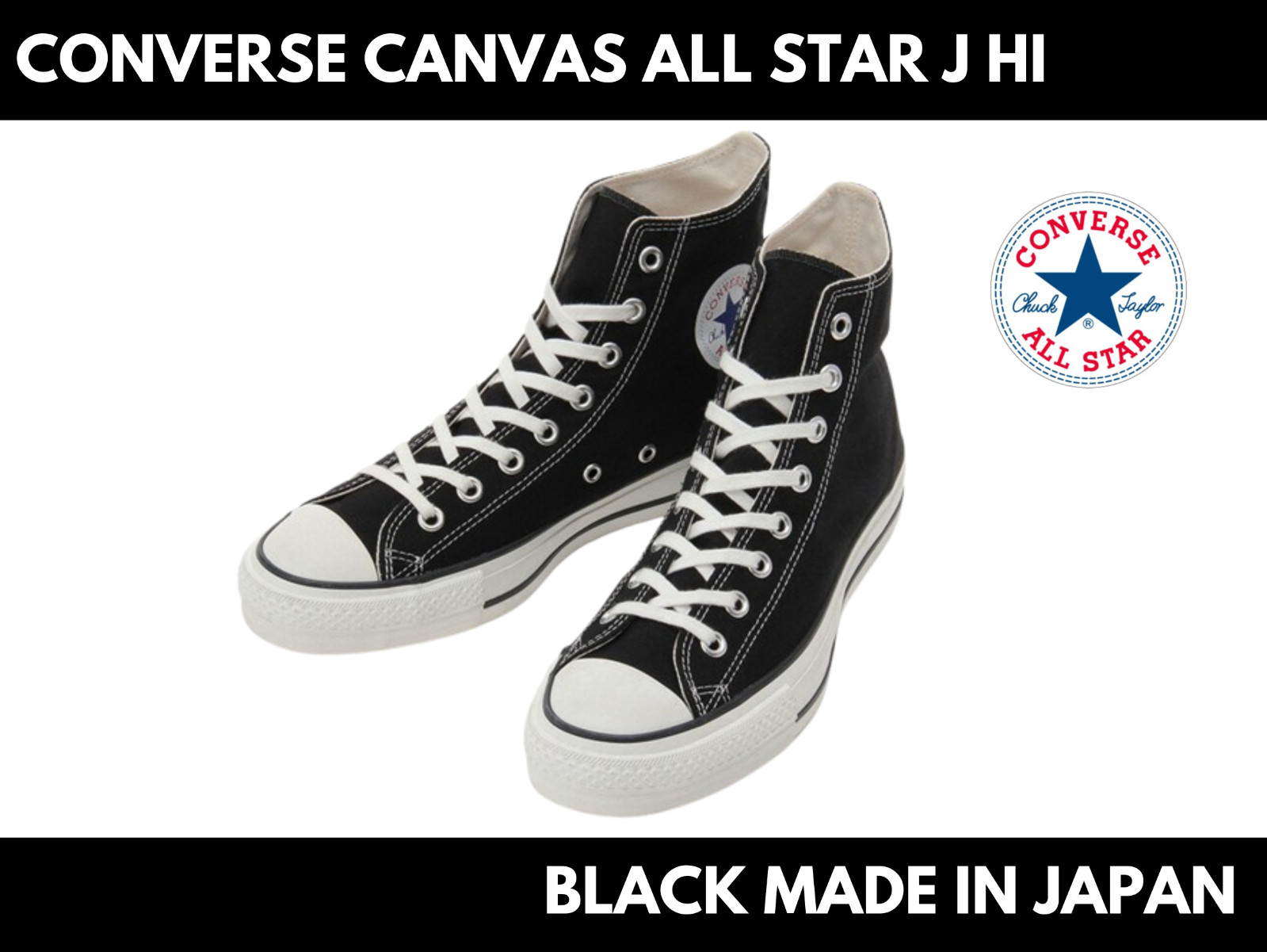 Converse Canvas All Star J Hi Black Made in Japan  New