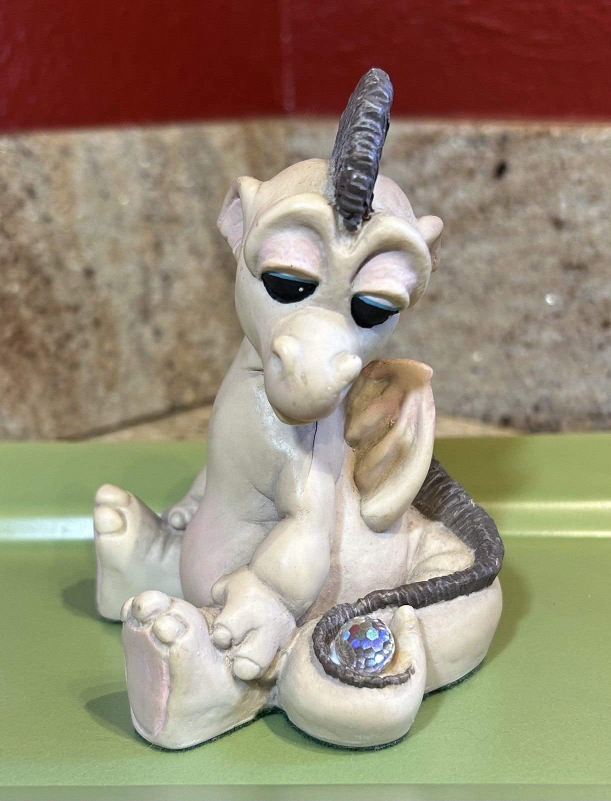 The World Of Krystonia Fantasy Dragon Baby OWHEY W Crystal PANTON 88 Signed