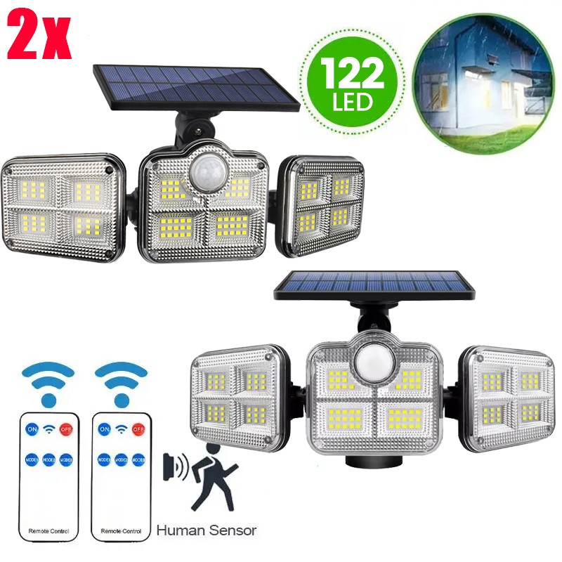 2 Pack 50000LM LED Solar Lights Outdoor Waterproof Motion Sensor Security Lamp
