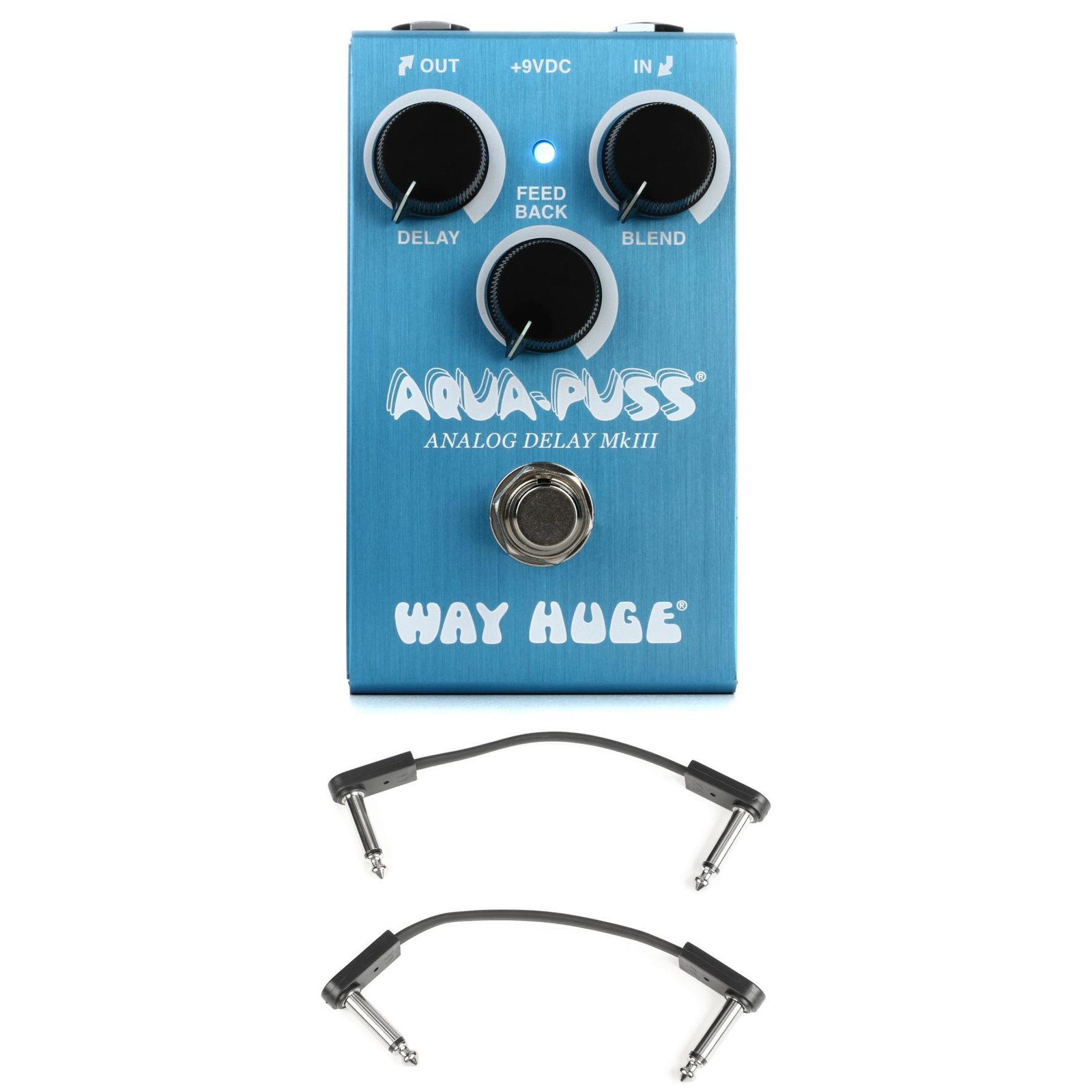 Way Huge Smalls Aqua Puss Analog Delay Pedal with EBS Patch Cables