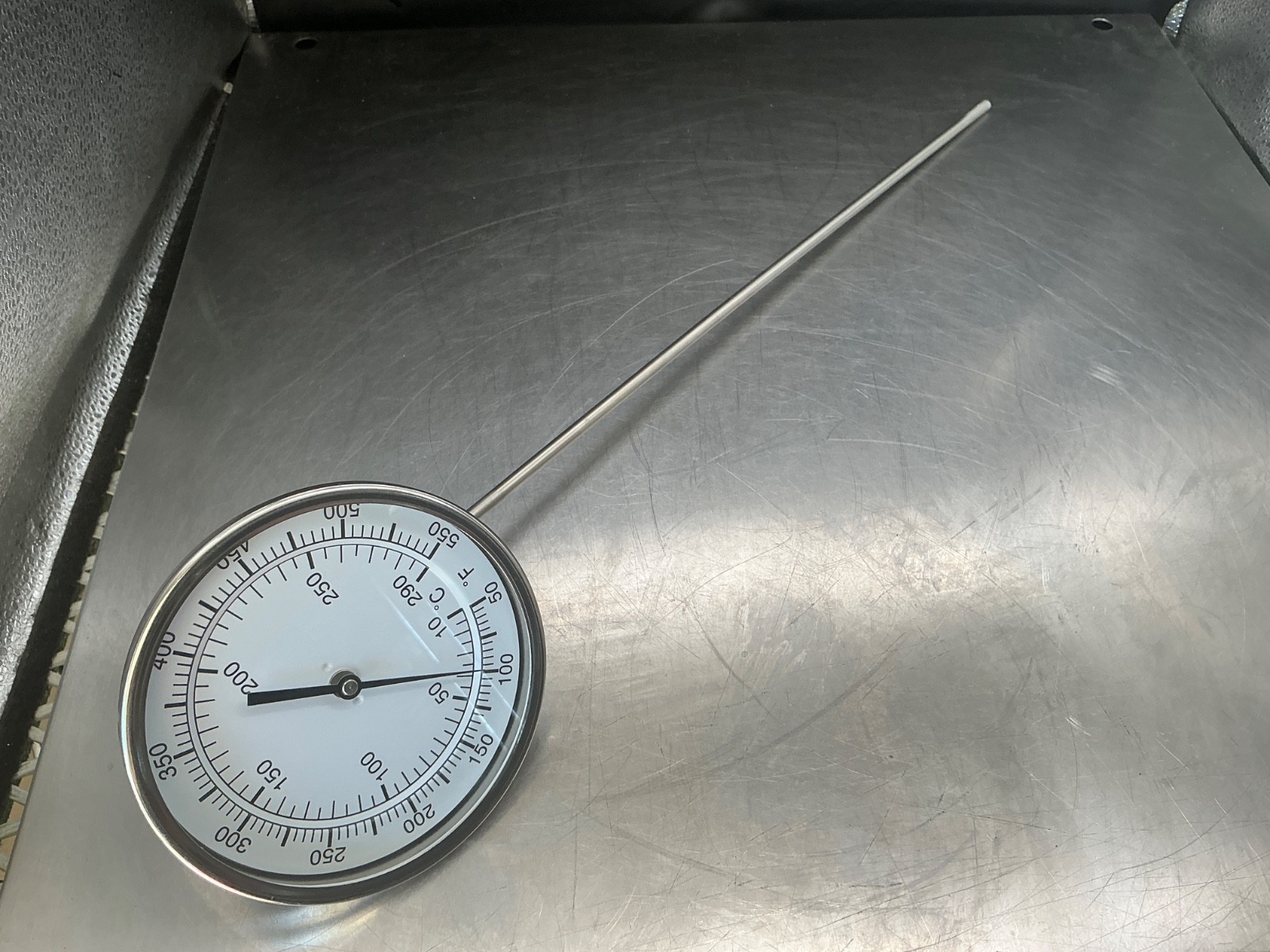 5" Stainless Steel Thermometer Gauge 50-550 F, 1/2", 17" Stem