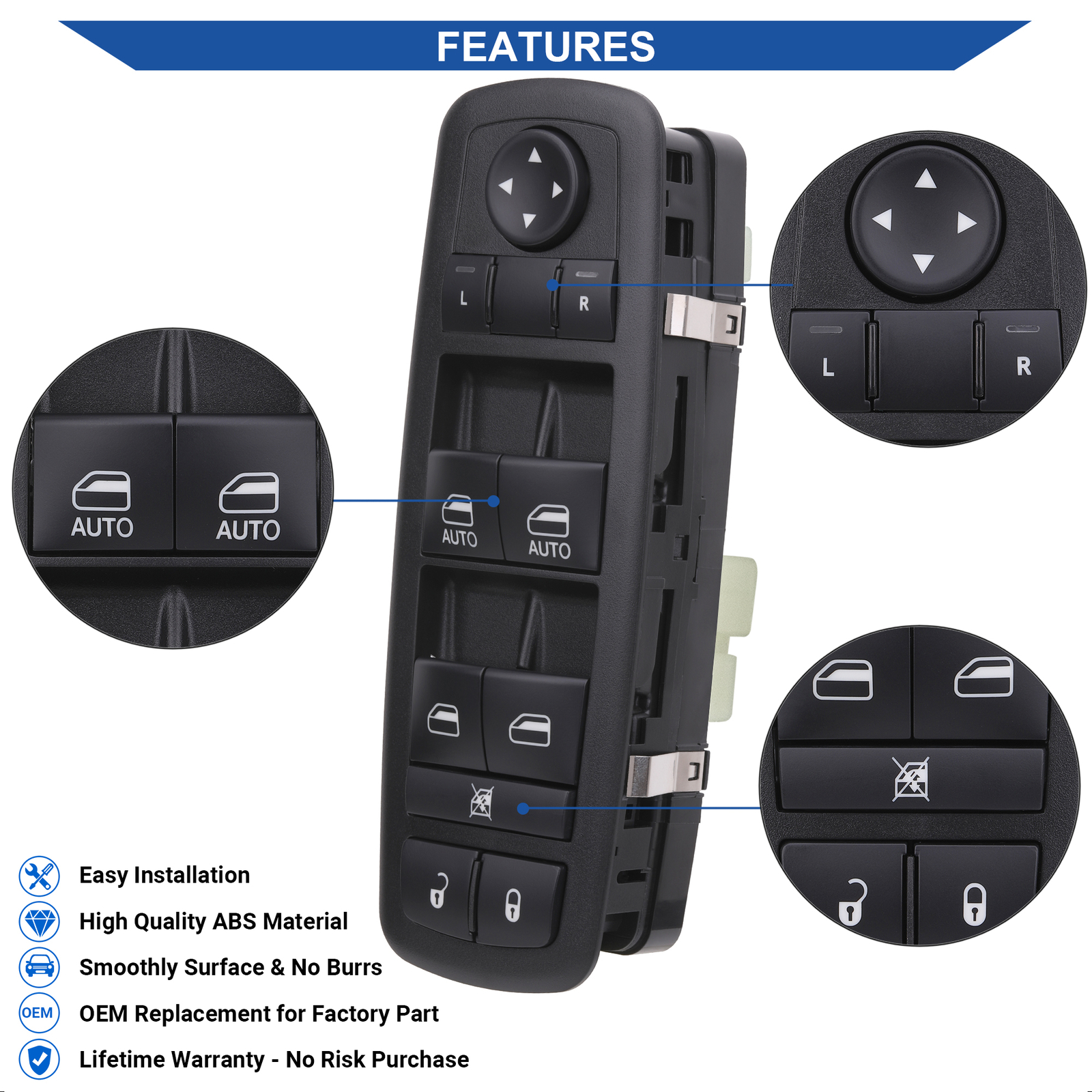 Master Power Window Switch Control for 2011-2013 Dodge Durango 68086693AC 2Autos