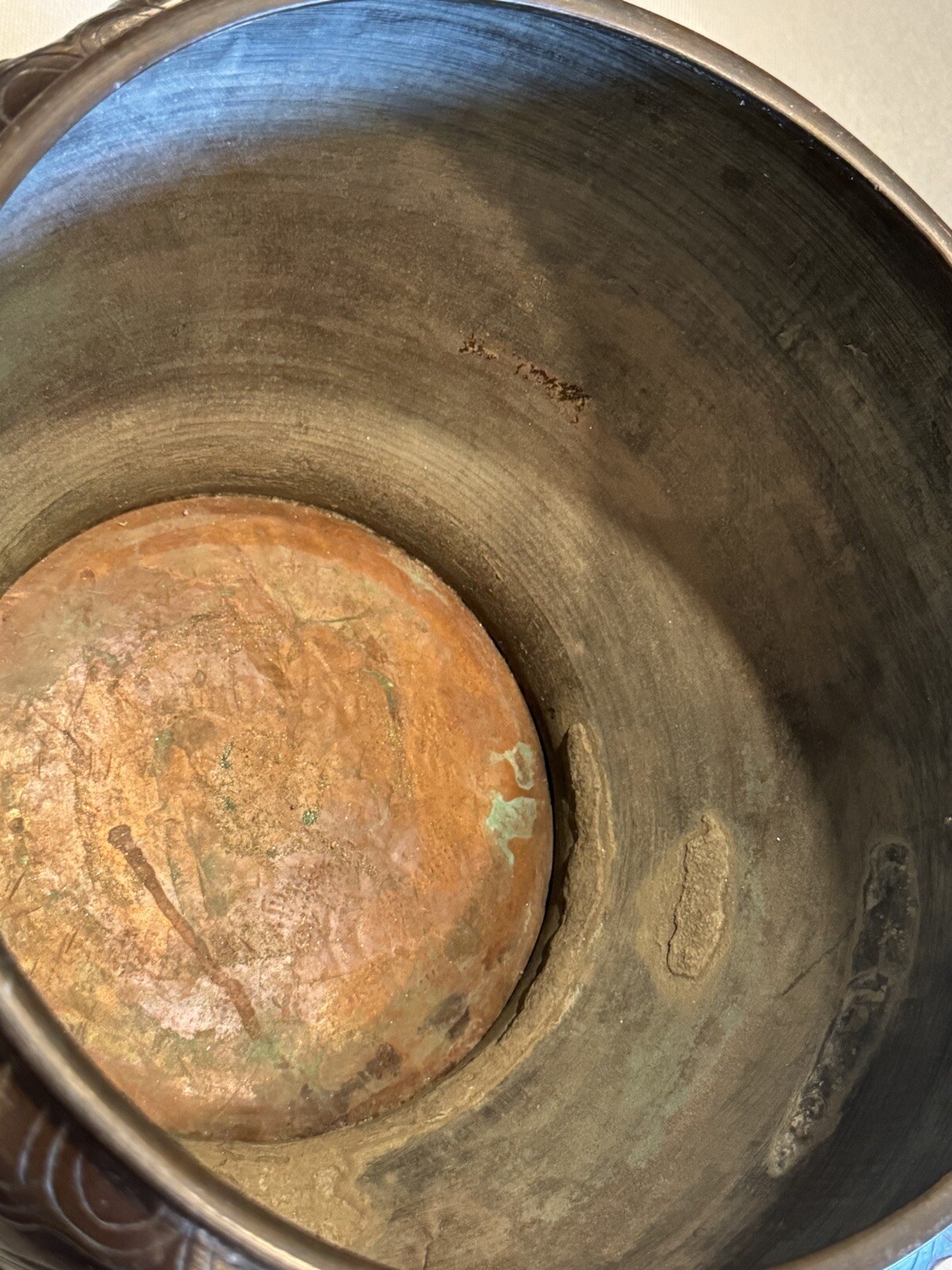 Antique Asian Bronze Jardiniere Planter Pot 12" diameter