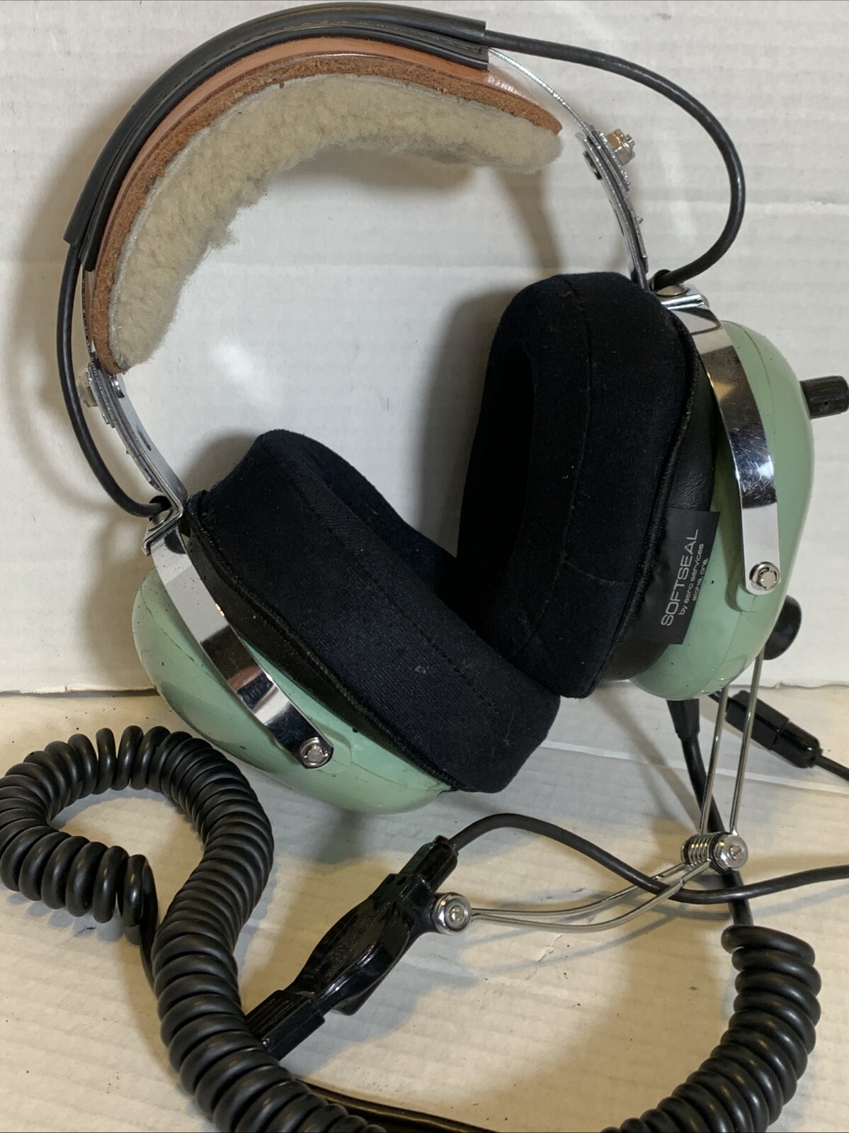 Vintage Military David Clark soft top headphone speaker Sheepskin Aero Services