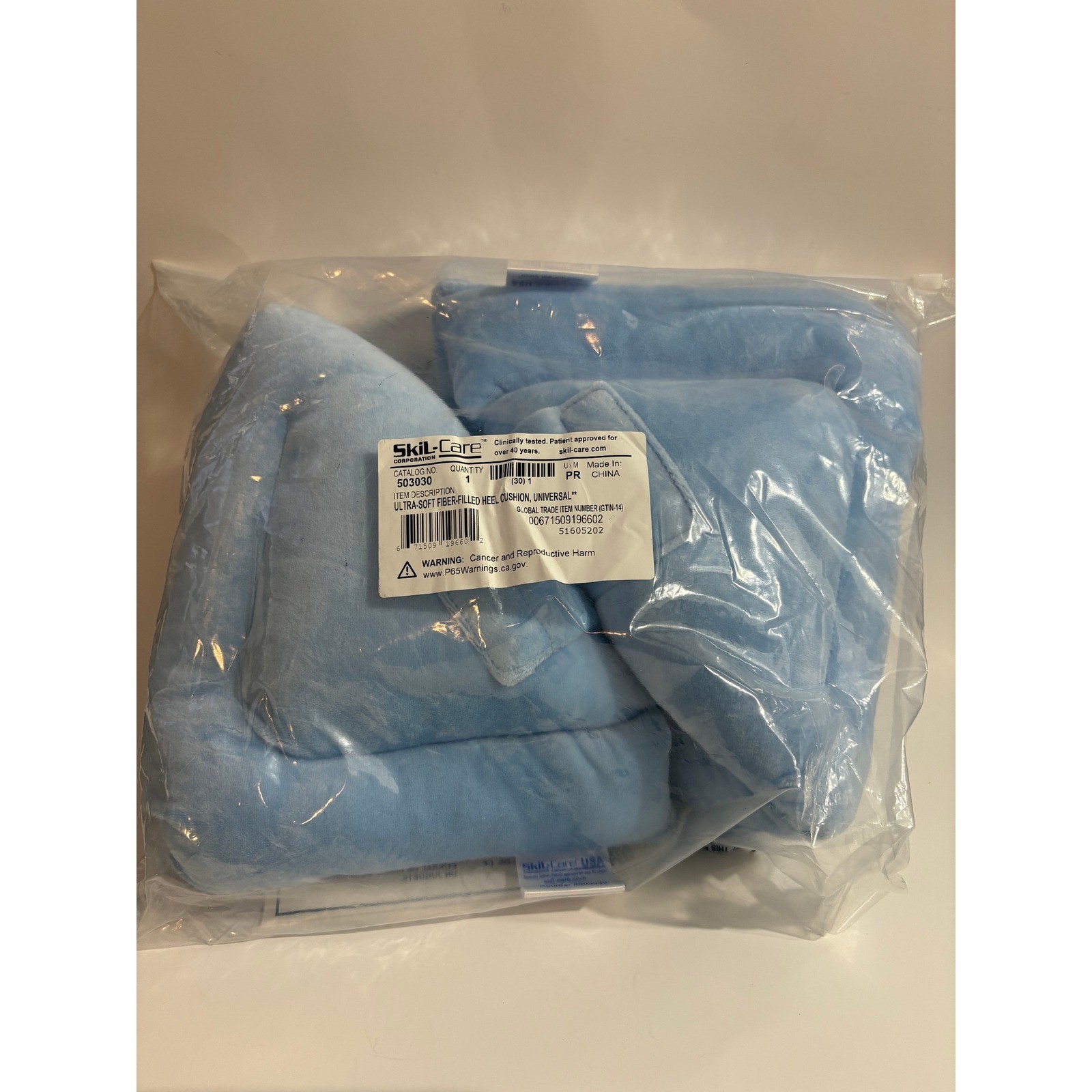 Skil-Care Ultra-Soft Fiber-Filled Heel Cushion Universal Light Blue 503030 Pair