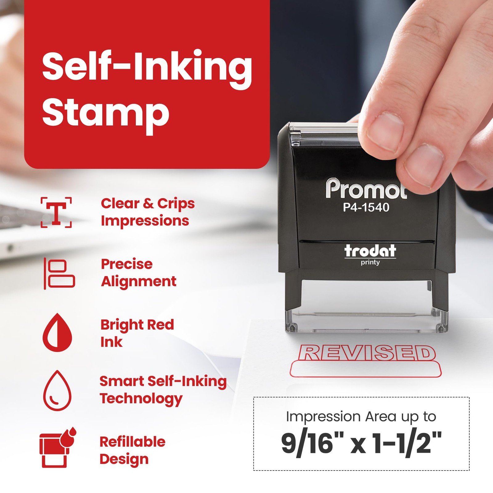Revised Office Self Inking Rubber Stamp Marking Ink Stationery Tool
